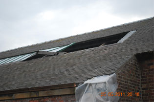 roof damage outside
